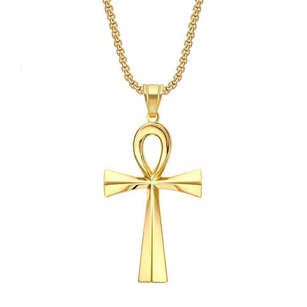 Ancient Egypt Ankh Cross Charm Pendant Gold Silver Color Stainless Steel Amulet Necklaces For Women Men Egyptian Jewelry Gifts H260112