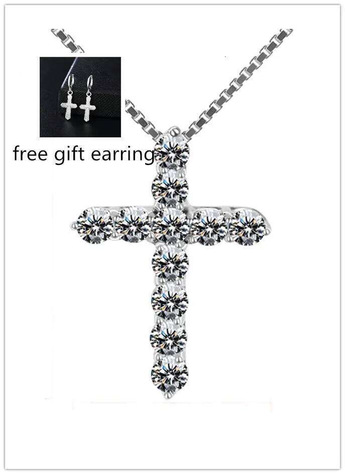 925 Sterling Silver Necklace 18 inches Box chain Shiny crystal classic cross Pendant For Women men Fashion Jewelry Gifts H260112