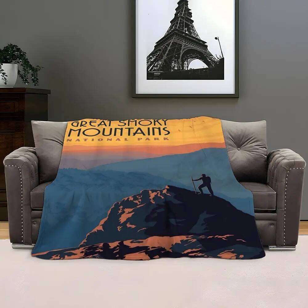 Great Smoky Mountains National Park Soft Coral Fleece Blanket 310gsm Fluffy Warm Throw for Sofa Bed Couch Bedroom Decor XJ260112