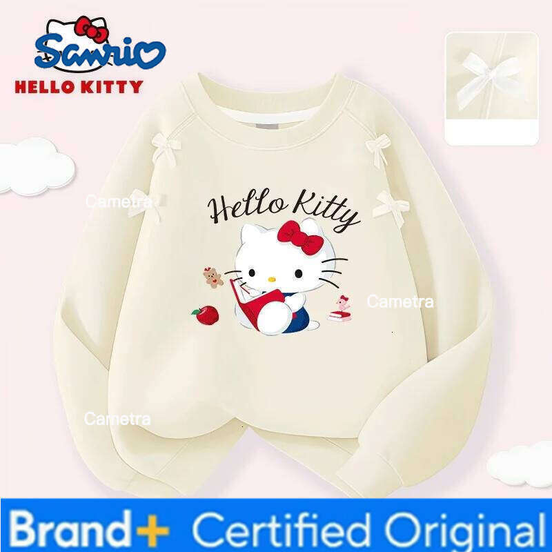 Sanrio Hello Kitty Children Clothes Kids Crew-neck Breathable Girls Sweet Cute Pattern Pullovers Soft Comfortable Sweatshirt H260112