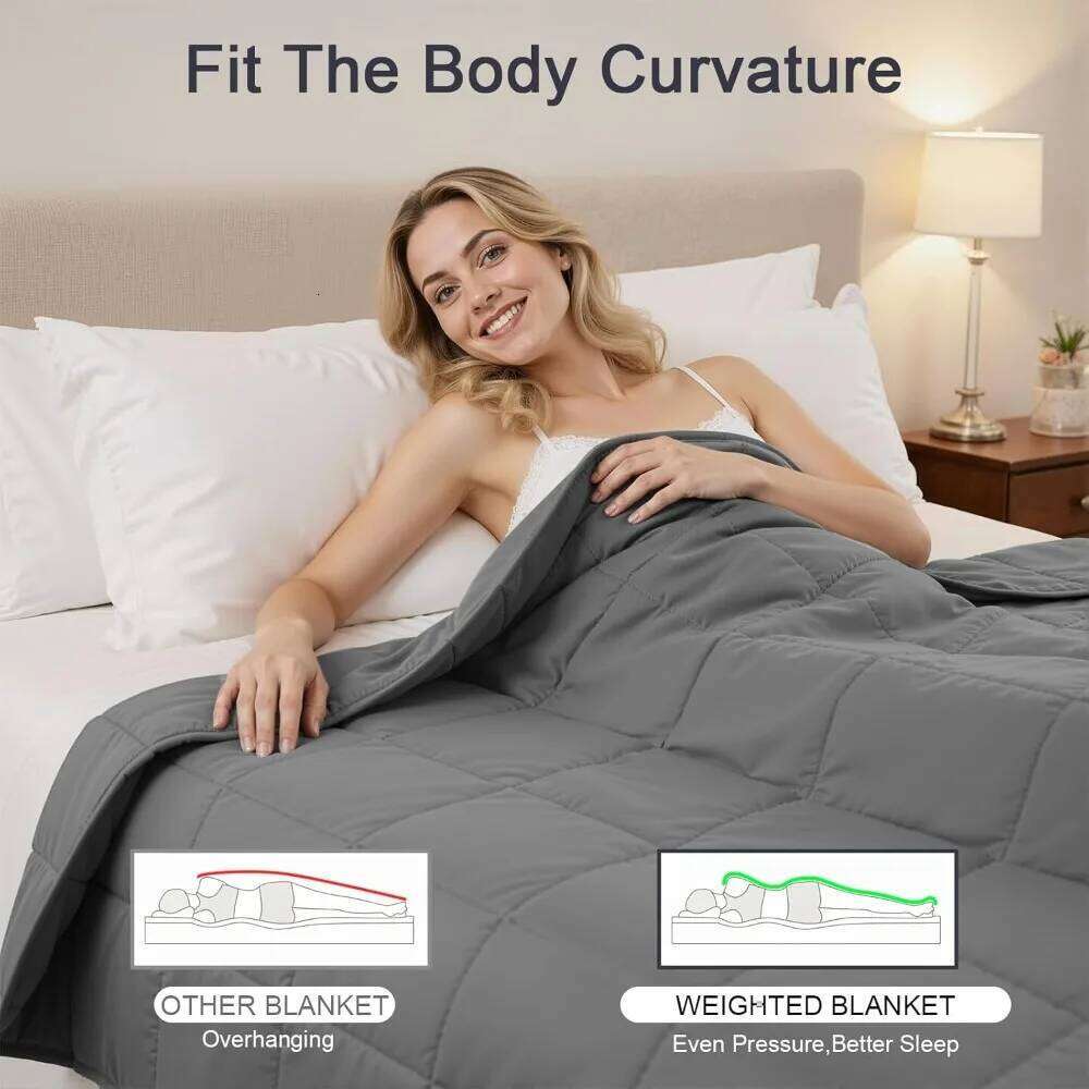 Weighted Adults - 15lbs 48x72" Cooling Heavy Blanket for 120-160 lbs All-Season Sleeping Comfort BreathableGrey XJ260112