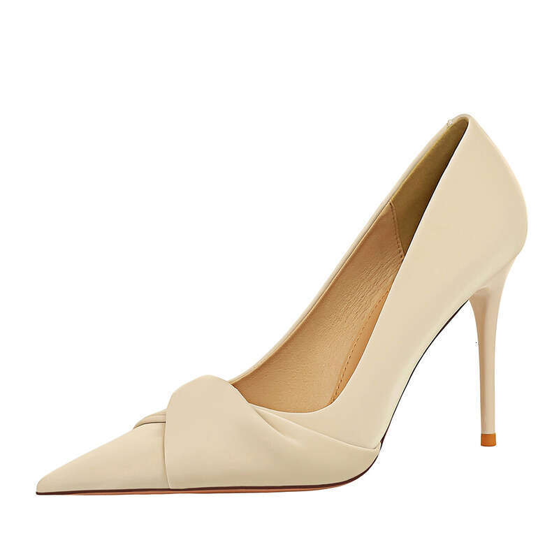 Free high quality shipping Korean Style Elegant Banquet High Stiletto Heels Slimming Shallow Mouth Pointed Toe Bowknot Women's Single Shoes