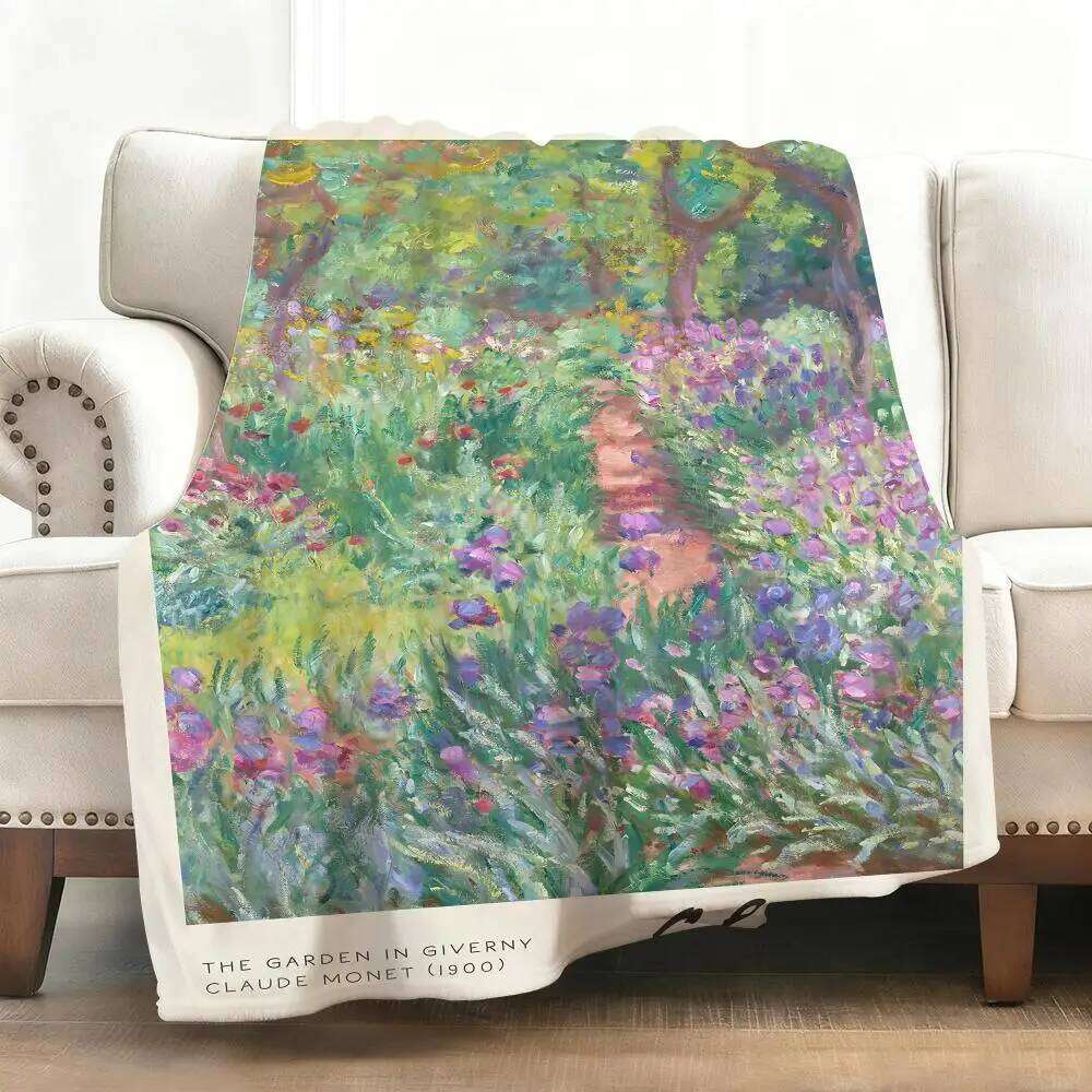 Retro C-Claude M-Monet ART Flannel Fluffy Soft Blanket Warm Skin-Friendly Throw for Sofa Bed Office Nap Winter XJ260112