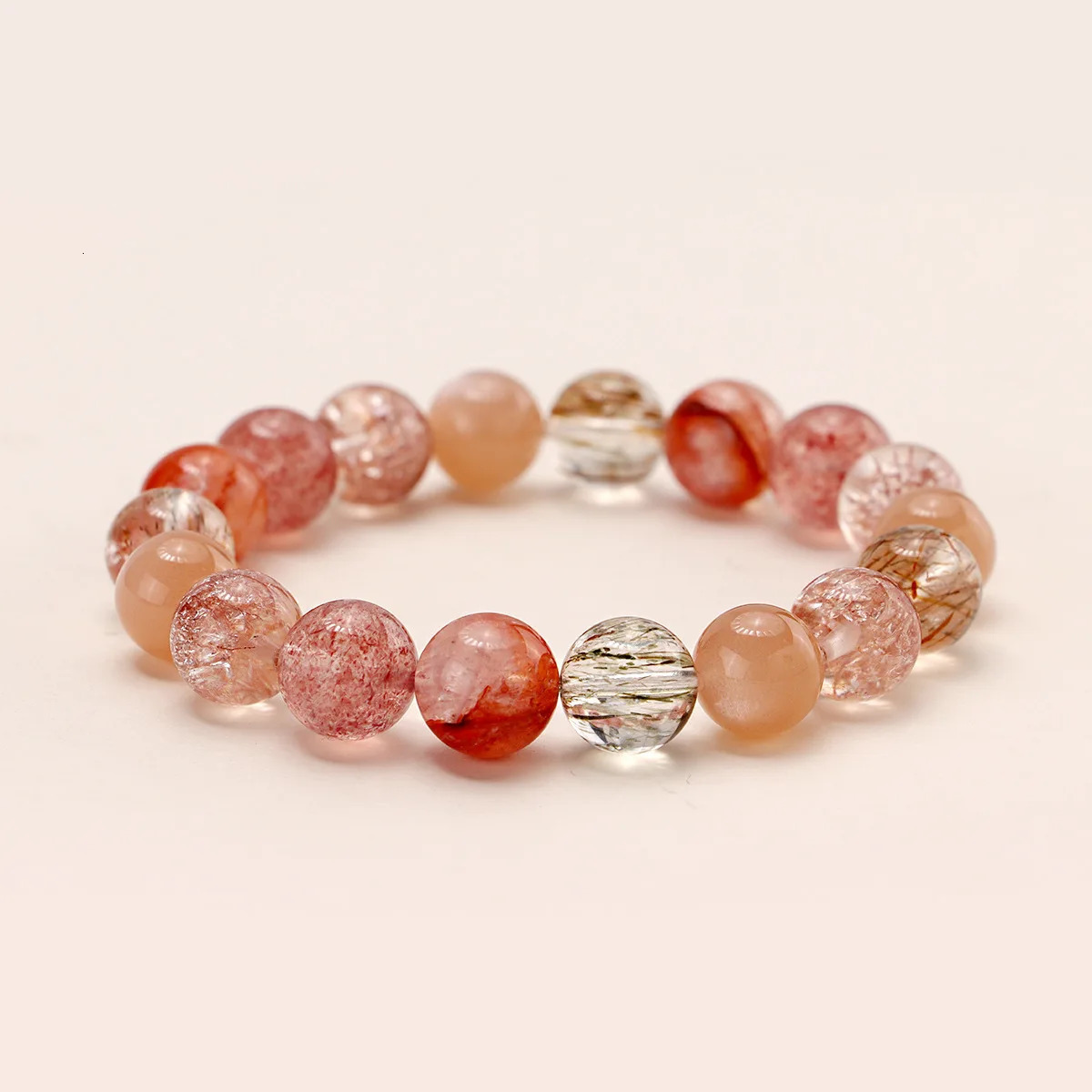 Ruifan Multicolor 8mm 10mm Natural Rutilated Quartz Crystal Beads Strand Beaded Women Bracelets Bangle Fine Jewelry 1154 260107