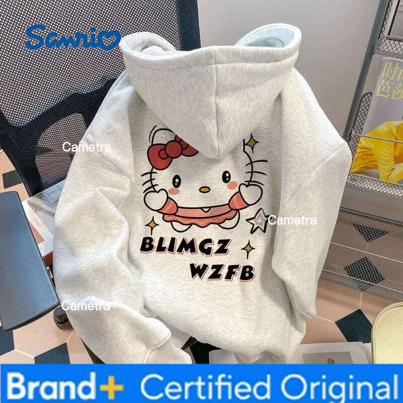 Sanrio Korean Version Sweet Hello Kitty Print Hooded Adolescent Streetwear Men Women Versatile Autumn Age Reducing Sweatshirt Hoodies H260112