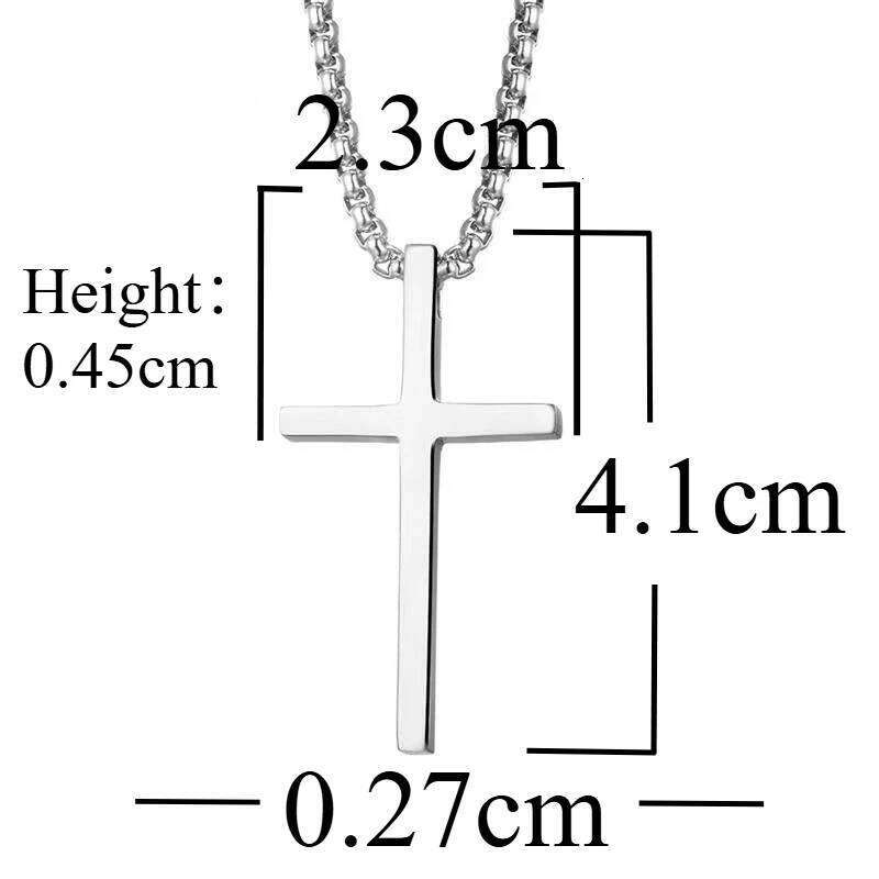 Stainless Steel Necklace for Men Boys,Silver Color Plain Cross Pendant Collar,Hiphop Classic Punk Jewelry Gift H260112