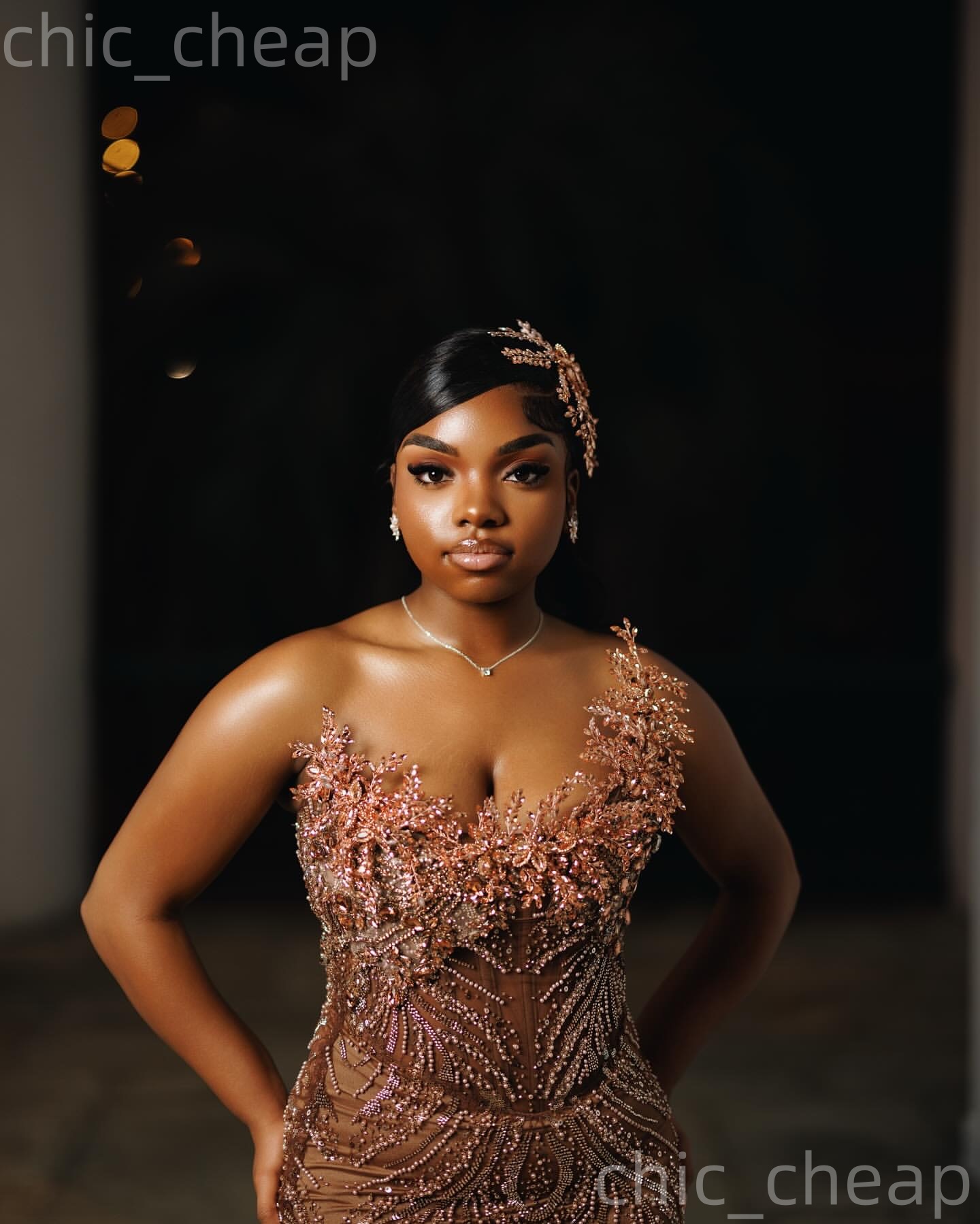 Aso Ebi 2k25 Brown Mermaid Prom Dresses 2026 Crystals Illusion Sequined Evening Formal Party Second Birthday Engagement Gowns Dress For Special Occasi