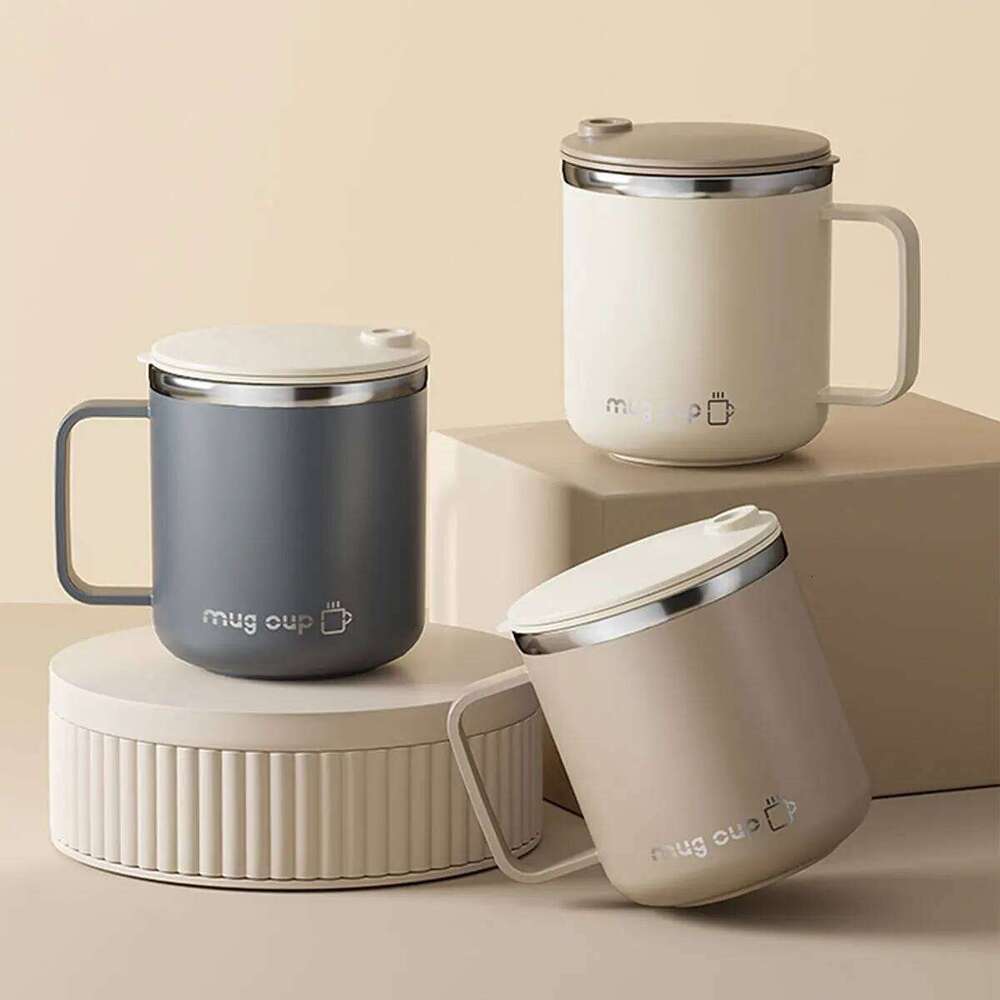 Insulated Coffee Mug 400ml Stainless Steel Vacuum Sealed Drinkware Leakproof Lid Hot Cold Beverages Thermoses for Camping Commuting Office Easy Carry 