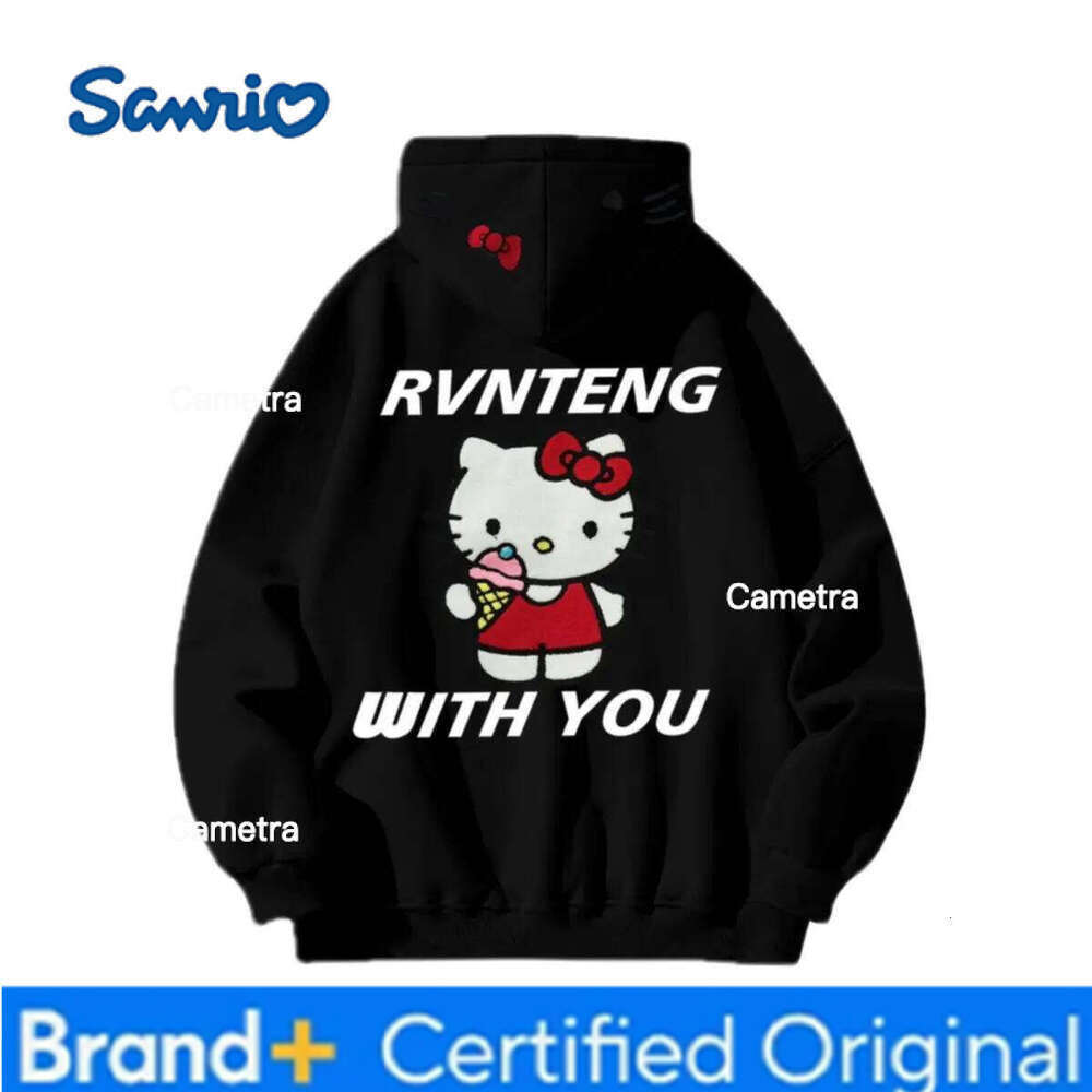 Sanrio HelloKitty Back Hat Print Cute Baby Loose Long Sleeved Hoodie Versatile Casual Suitable for Girls Hooded Sweatshirt H260112