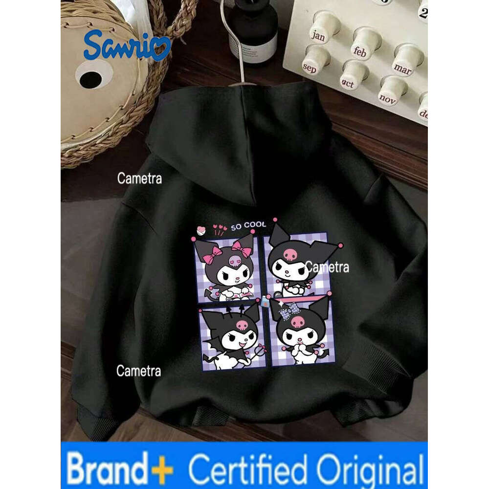 Sanrio Kuromi Pattern Printed Hoodie, Autumn Spring Drawstring Casual Cotton Warm Comfortable Hoodie for Men and Women H260112