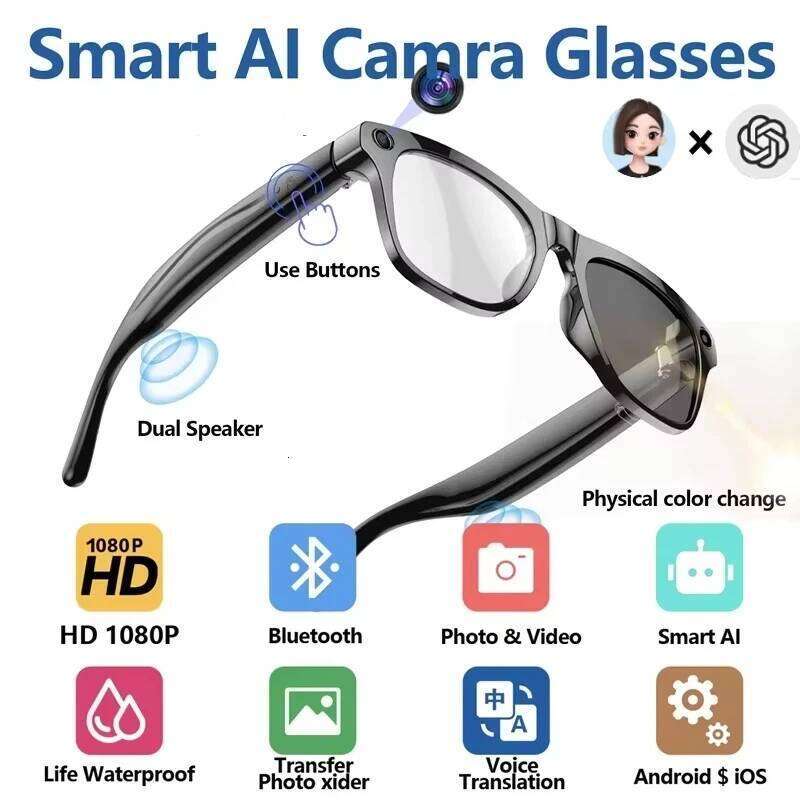 4K HD Color Changing AI Chat GPT 100Mp Camera Bluetooth Call Voice Assistant Control Smart Glasses 2026 New
