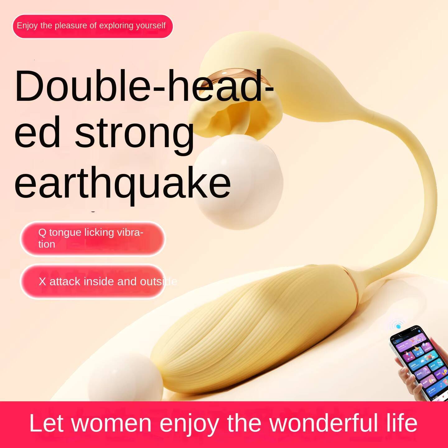 Female Wireless 2-in-1 Tongue Licking Rose Stimulating Clitoral Bullet Vibrator Silicone Adult Sex Toys Jump Egg for Woman