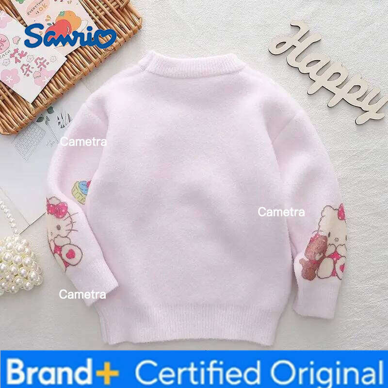 Sanrio Kuromi My Melody Cinnamoroll Hello Kitty Spring Winter Girls Sweater Knitted Pullover Warm Top Casual Kawaii Kids Clothes H260112