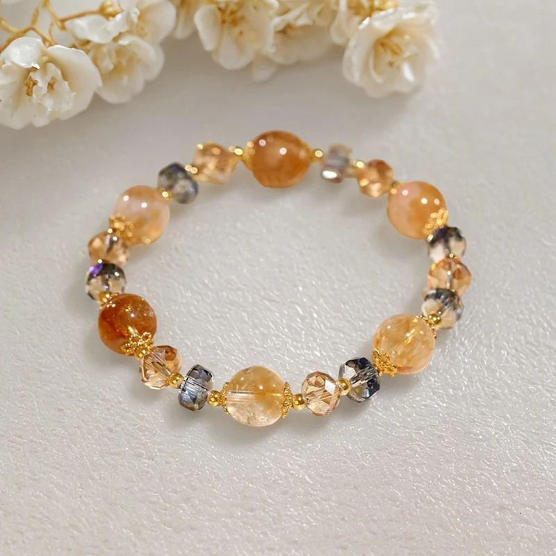Ruifan 10mm Natural Yellow Topaz Crystal Beads Beaded Strand Women Bracelets Fashion Hand Accessories Birthday Gift for Her 1483 260107