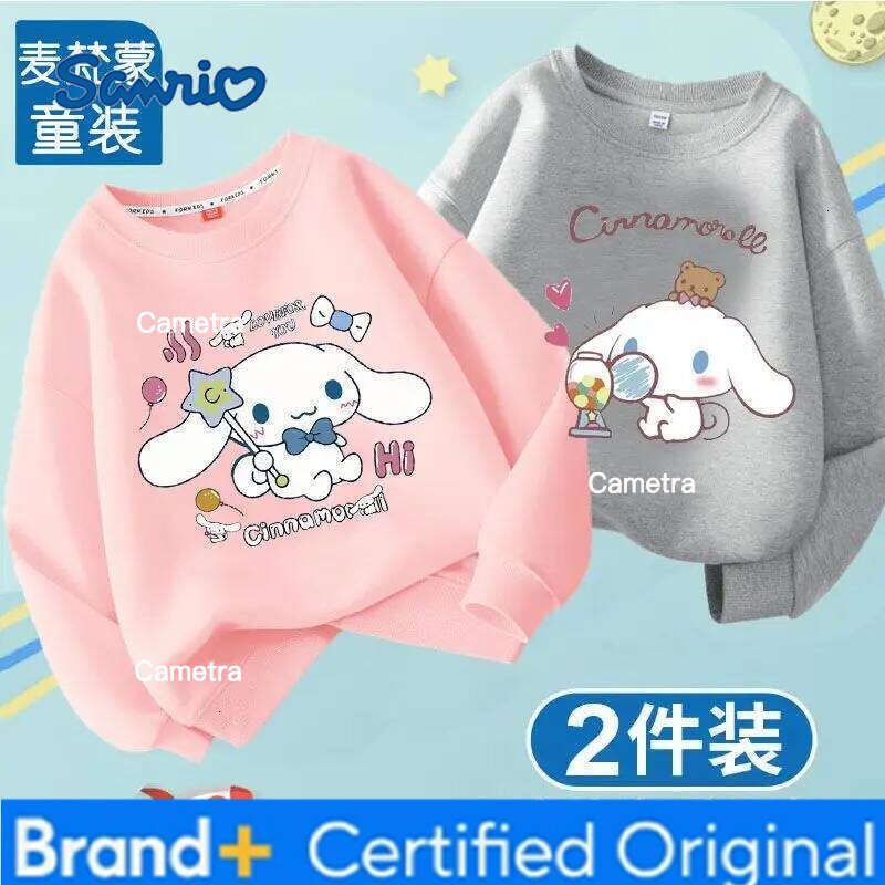 Sanrio 2pcs/pack Autumn Baby Girls Cloth Kid Cartoon Hello Kitty Printed Sweatshirts Children Pullover Long Sleeve T-shirts Top H260112