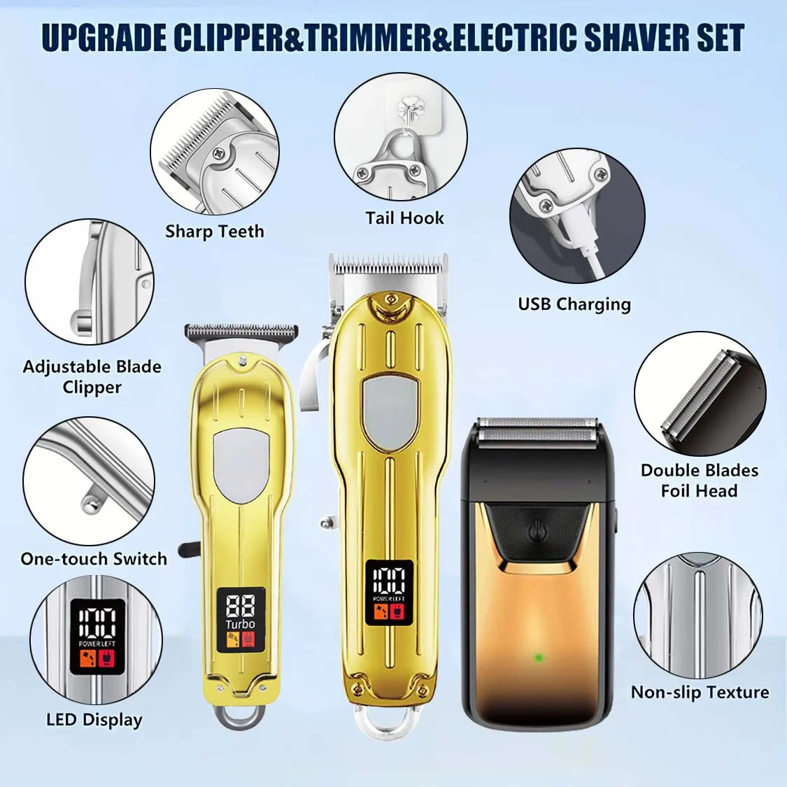 3 in 1 Hair Clippers for Men Beard Trimmer Kits Sets Electric Shavers TBlade Barber Home Gifts 260108