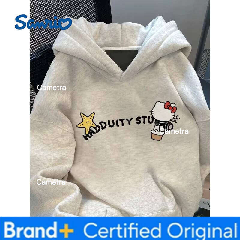 Sanrio 2025 Autumn Winter Women's Hoodies Anime Hello Kitty Clothing Print Hooded Sweatshirt Y2K Oversized 100% Cotton Pullover Girls H260112