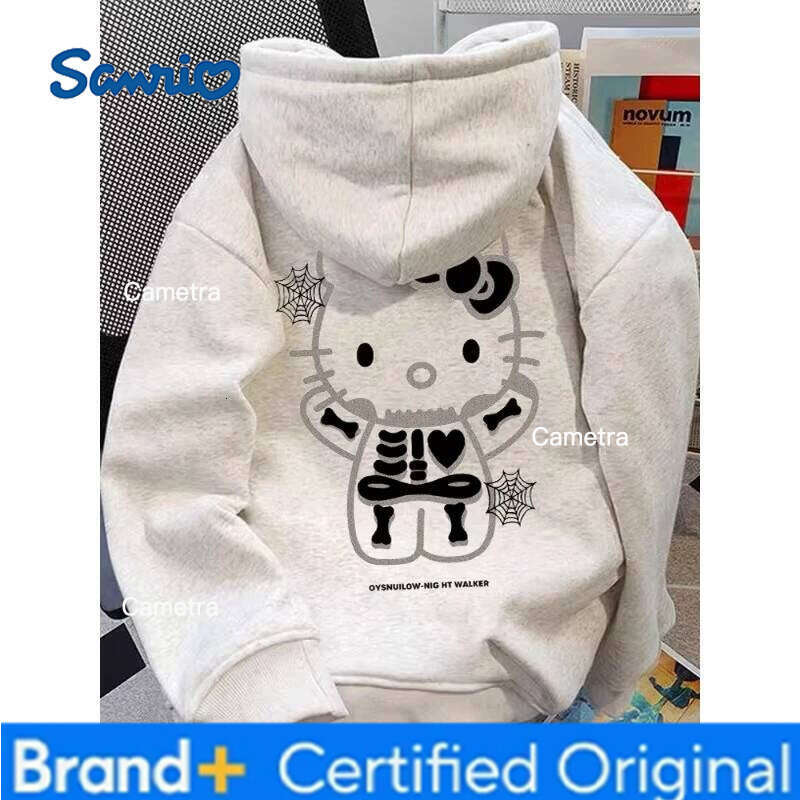 Sanrio Hello Kitty Women's Hoodies Autumn Winter Clothing Cute Anime Print Hooded Sweatshirt Y2K Oversized Cotton Pullower Causalwear H260112