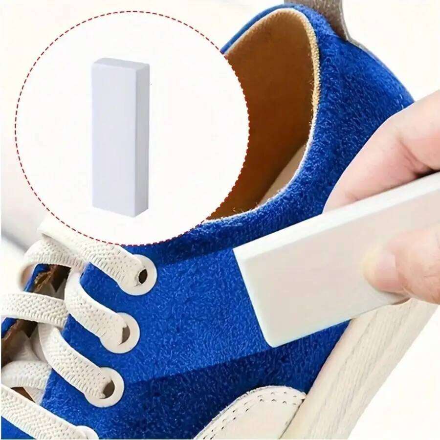 2 Pcs Simple White Rectangular Shoe Stain Cleaning Eraser, Erase Sports Suede Shoes, Synthetic Leather Stains 26Y0112