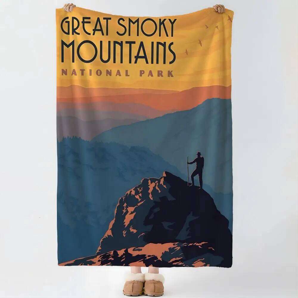 Great Smoky Mountains National Park Soft Coral Fleece Blanket 310gsm Fluffy Warm Throw for Sofa Bed Couch Bedroom Decor XJ260112