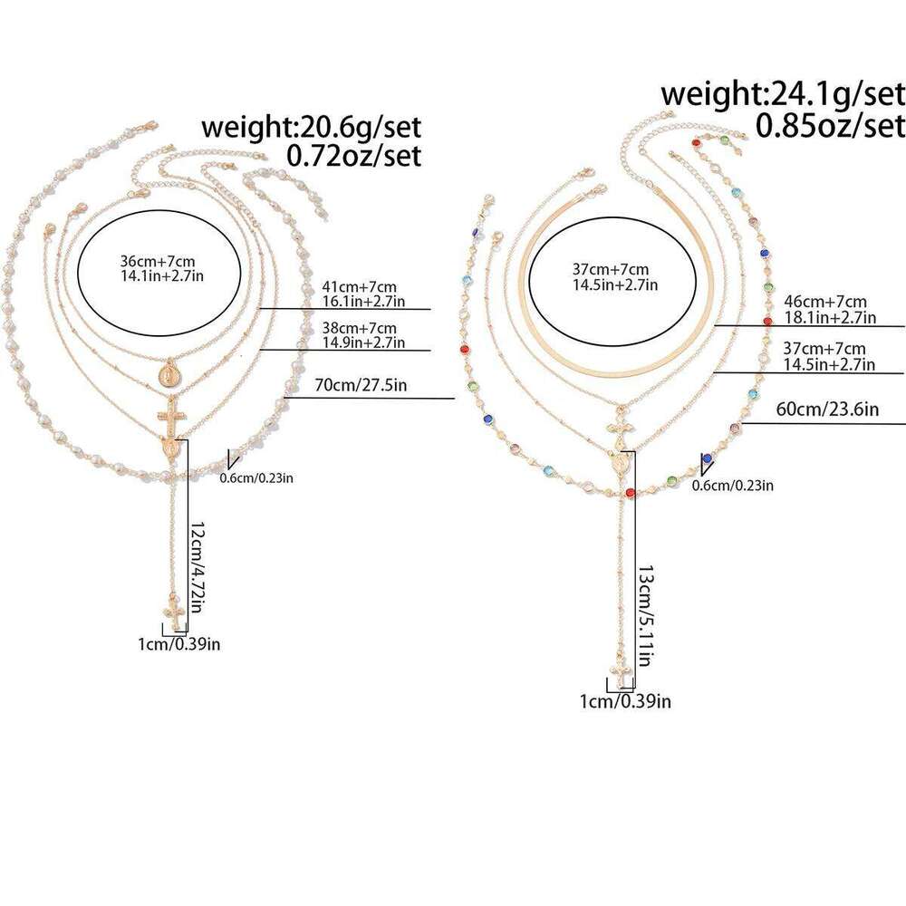 Salircon 4Pcs/Set Charm Rhinestone Cross Necklace for Women 2025 Trendy Colorful Chain Choker Hip Hop Party Body Jewelry Gifts H260112