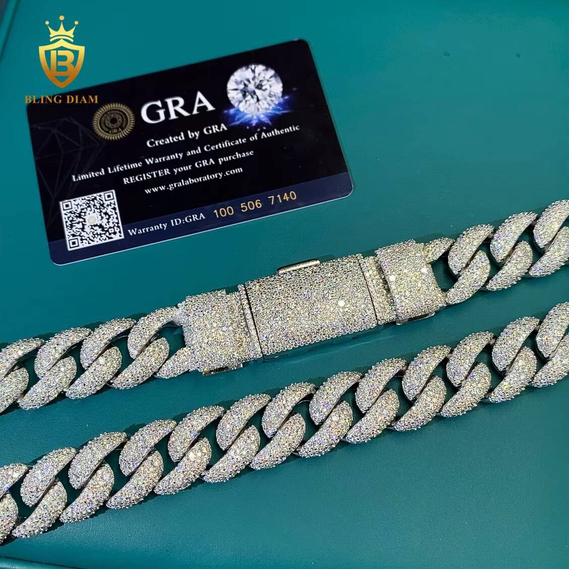 Miami 18mm 925 Sterling Silver Chain Cuban Rapper Chains Iced Moissanite Cuban Link Pass Diamond Test Vvs Moissanite Chain Men