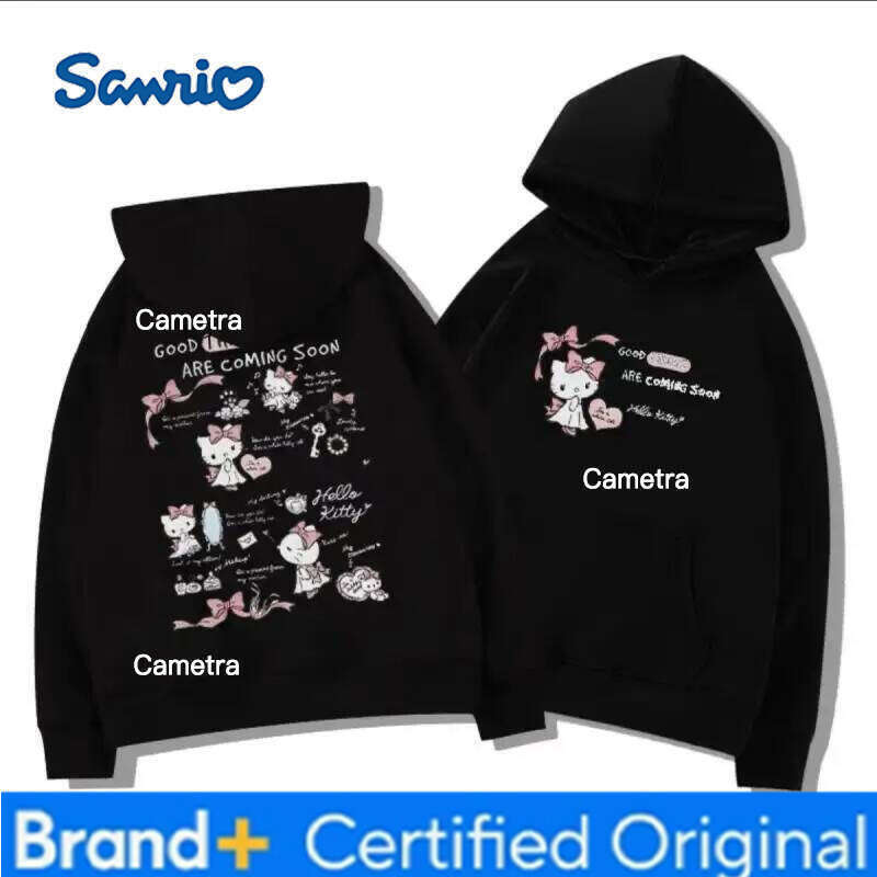 Sanrio Hello Kitty Hooded Sweatshirts Cuteore Cartoon Autumn Long Sleeve Leisure Versatile Tops Woman Clothing Outerwear H260112