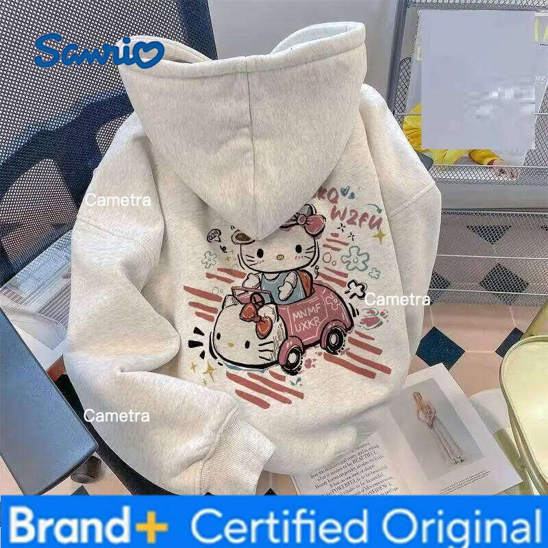 Sanrio Hello Kitty Sweatshirts Cuteore Cartoon Autumn Long Sleeve Young Girl Tops Woman Clothing Running Outerwear New H2601121