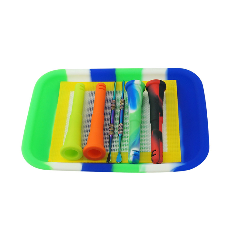 Silicone Rolling Tray Heat-resistant Tobacco Handroller Cigarette Tray Smoking Accessories Silicone Container Oil Rigs