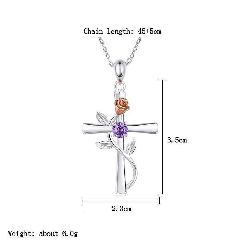 Exquisite Rose Shaped Zircon Necklace for Women Fashion Flower Cross Pendant Clavicle Chain DIY Jewelry Accessories Gift H260112
