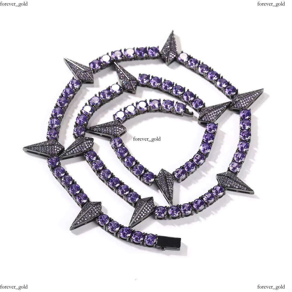 DE Black Panther Exquisite Hiphop Iced Out Fancy Fashion Cartoon Colorful Brass VVS Moissanite Oil Drop Jewelry Tennis Chain Necklace