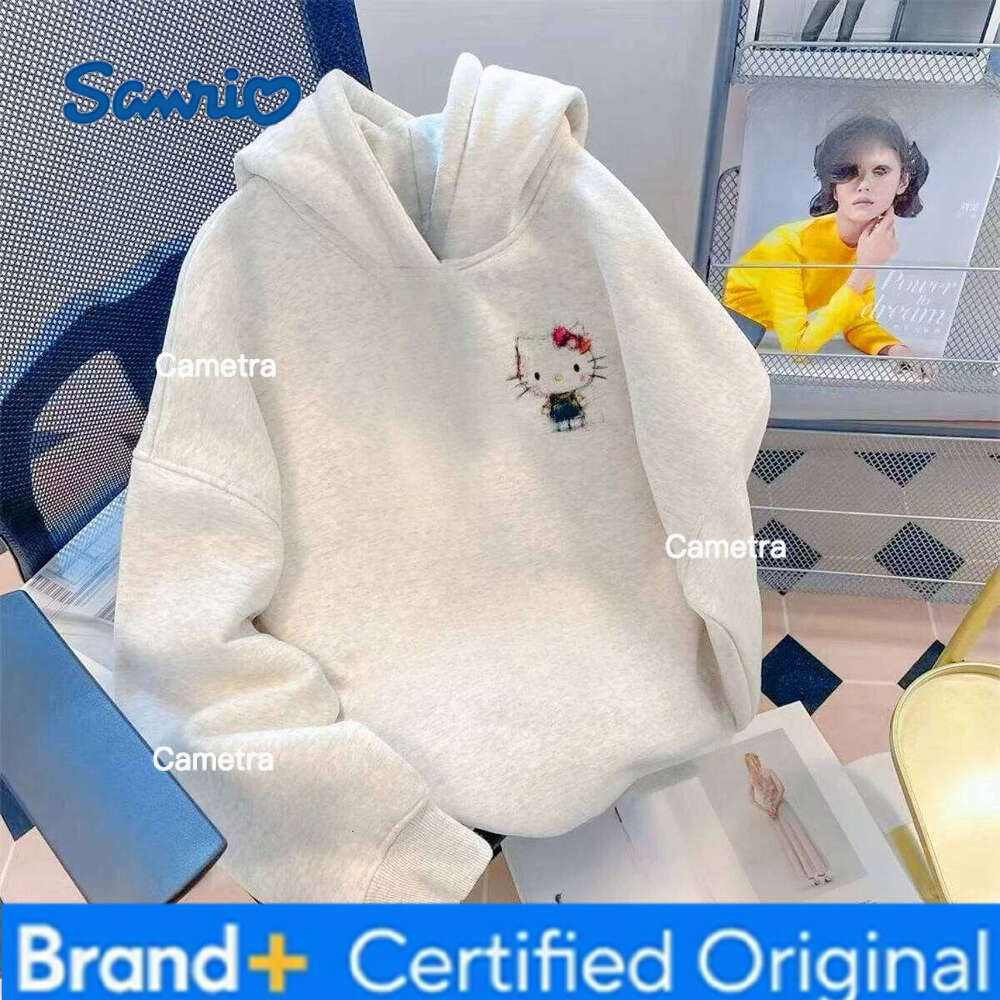 Sanrio Classic HelloKitty Color Printed Loose Hoodie Versatile Casual Suitable for Girls' Hooded Sportswear Skin Friendly Soft H260112