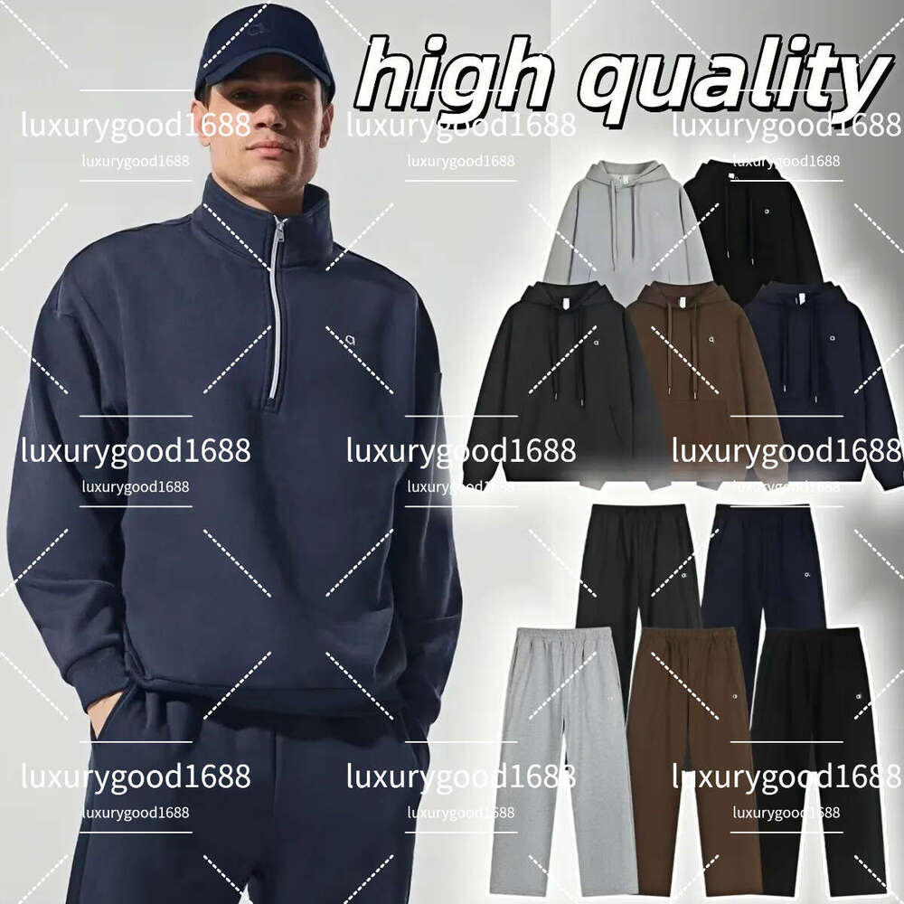 gym yoga pants workout sets sweatpants womens sweater clothes Half zip short hoodie set with loose stand up collar for slimming men's and women's fitness yyds12