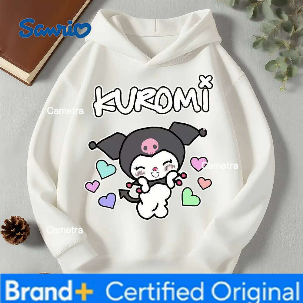 Sanrio Kawaii's Kuromi Children's Clothing Printed Sweatshirt for Autumn and Winter Outdoor Girls Boys Casual Pullover H260112