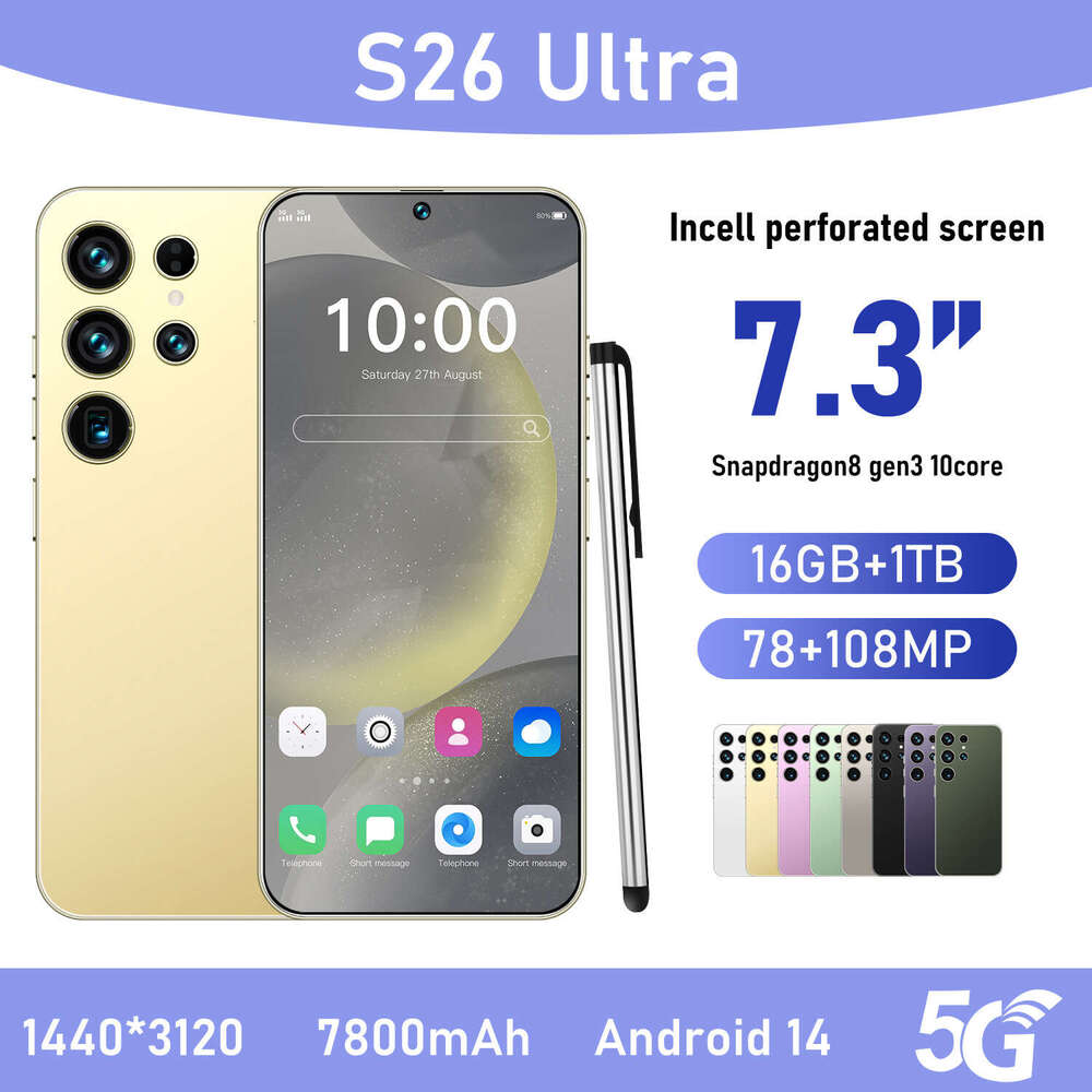 Famous brand's new S26 Ultra cross-border Android phone 16+1T true 4G Android 7.3 large screen smartphone hot selling CKS