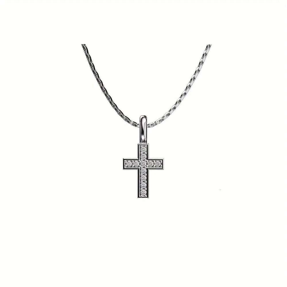 Crystal Cross Pendant Hip Hop Color Stainless Steel Men Necklace Retro Jewelry Trend Accessories H260112