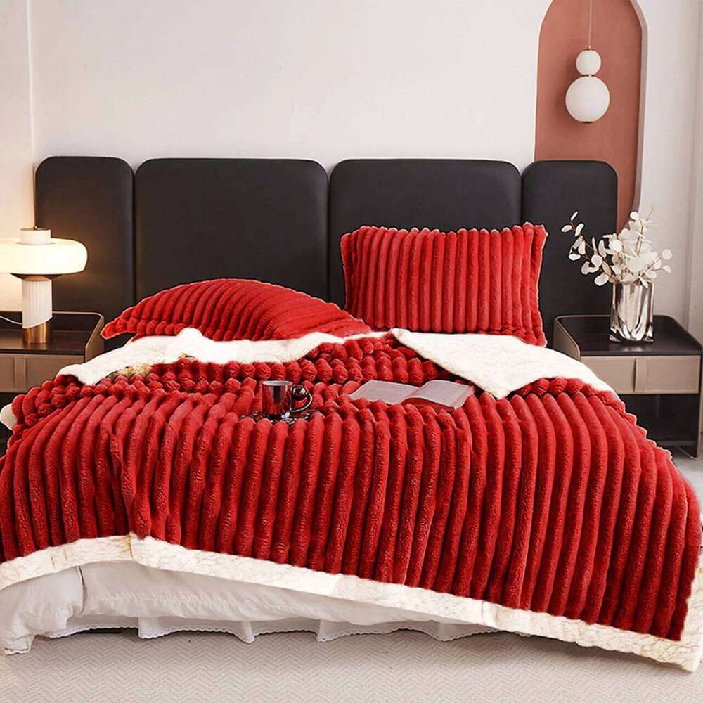 1pc Weighted Fleece Blanket -Soft, Warm, Throw for Bedroom, Living Room, Student Dormitory, Car, Sofa,8lbs With Sherpa XJ260112