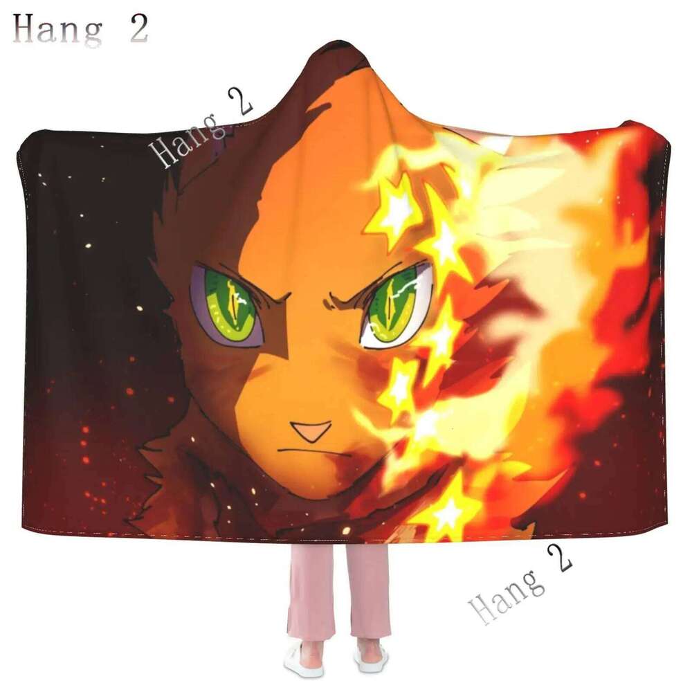 Warriors Cats Hoodie Wearable Throw Blankets Couch Blanket Hooded for Kids Teens Men Women All Season XJ260112