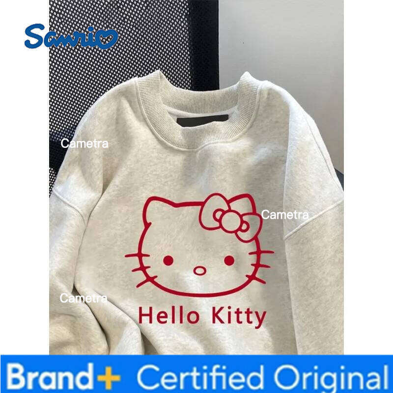 Sanrio Korean Autumn Winter Women's Hoodies Anime Cute Hello Kitty Clothing Print Hooded Sweatshirt Y2K Oversized 100% Cotton Girl Coat H260112