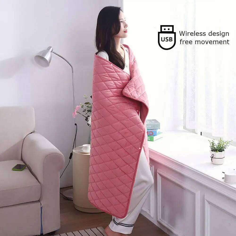 1pcs USB Electric Blanket Heating Throw Shawl Low Voltage Warming For Office Travel Car Home Use Pink Silver Light Purple Tool XJ260112