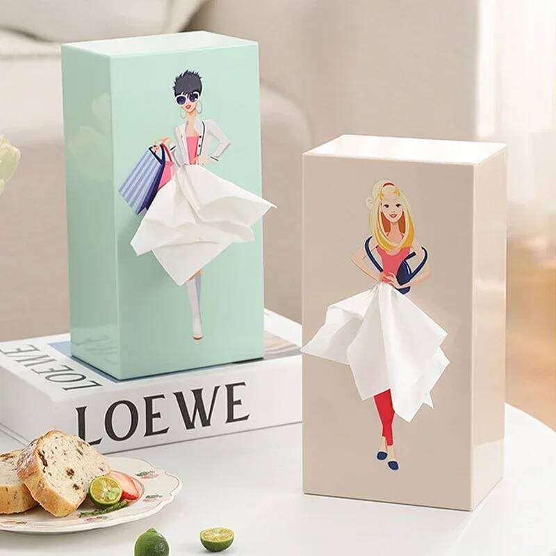 Pop-Art Flying Novelty Cartoon Anime Holder Cute Puffy Skirt Girl Tissue Box Desktop Decorative Ornaments 26Y0112