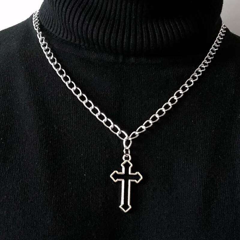 Goth Streetwear Necklaces Grunge Cross Pendants Women Men Chain Indie Jewelry On The Neck 2021 E Girl Choker Aesthetic Kpop H260112