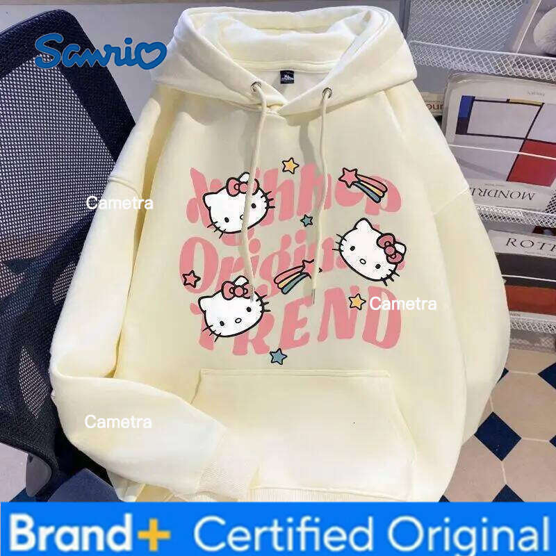 Sanrio Kuromi Hello Kitty Women's Hoodie Cartoon Letters Print Y2K Sweet Girl Loose Fit Versatile Tops Autumn/winter Hoodies Hot H260112