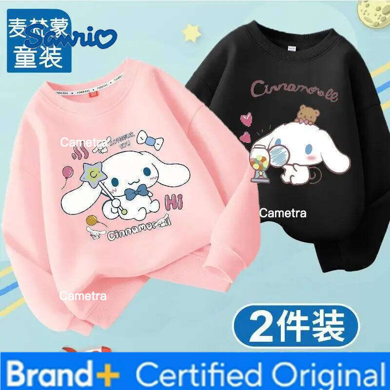 Sanrio 2pcs/pack Autumn Baby Girls Cloth Kid Cartoon Hello Kitty Printed Sweatshirts Children Pullover Long Sleeve T-shirts Top H260112