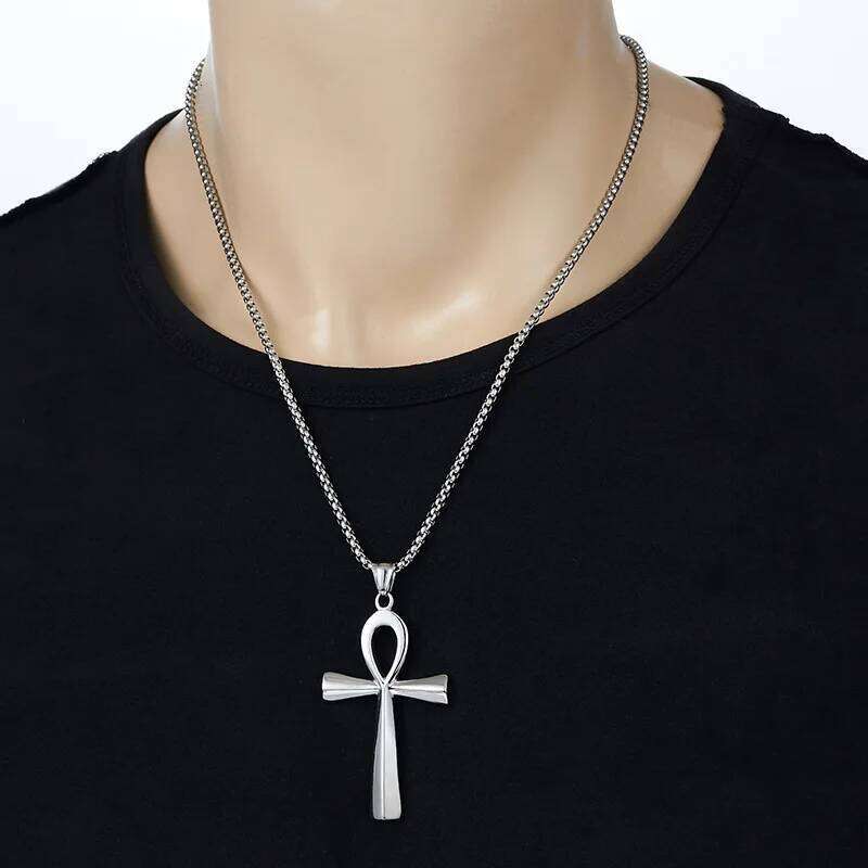 Ancient Egypt Ankh Cross Charm Pendant Gold Silver Color Stainless Steel Amulet Necklaces For Women Men Egyptian Jewelry Gifts H260112