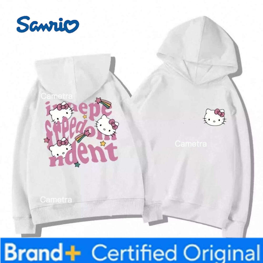 Sanrio Hello Kitty Combined with English Printed Pattern Printing for Autumn Winter Casual and Versatile Children's Top Hoodie H260112