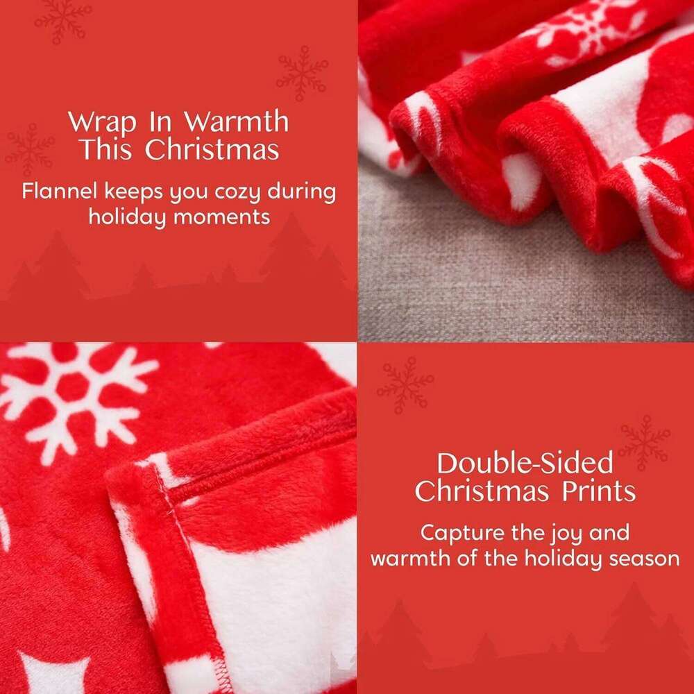 Soft Flannel Christmas Blanket Warm Plush Holiday Decor - Winter Cozy Present Throw for Couch XJ260112