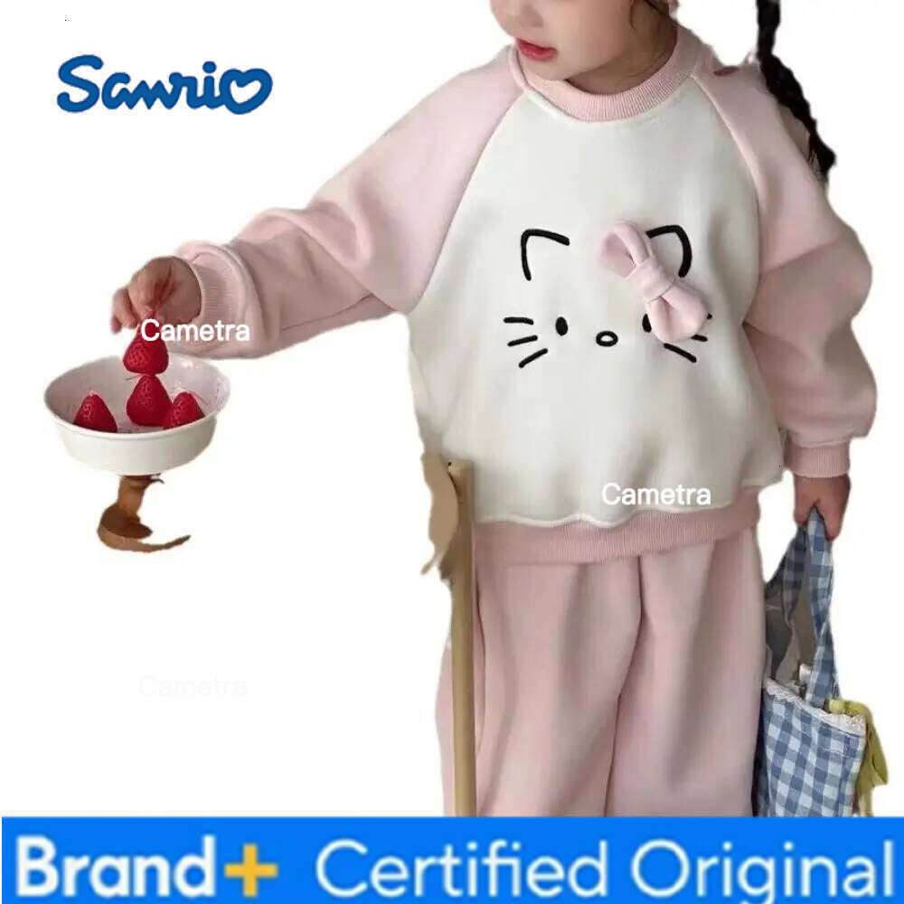 Sanrio Hello Kitty Girls Thicken Sweatshirt Printing Long Sleeves Jacket Sweater Cute Hoodie Fleece Suit Child Sportswear H2601121