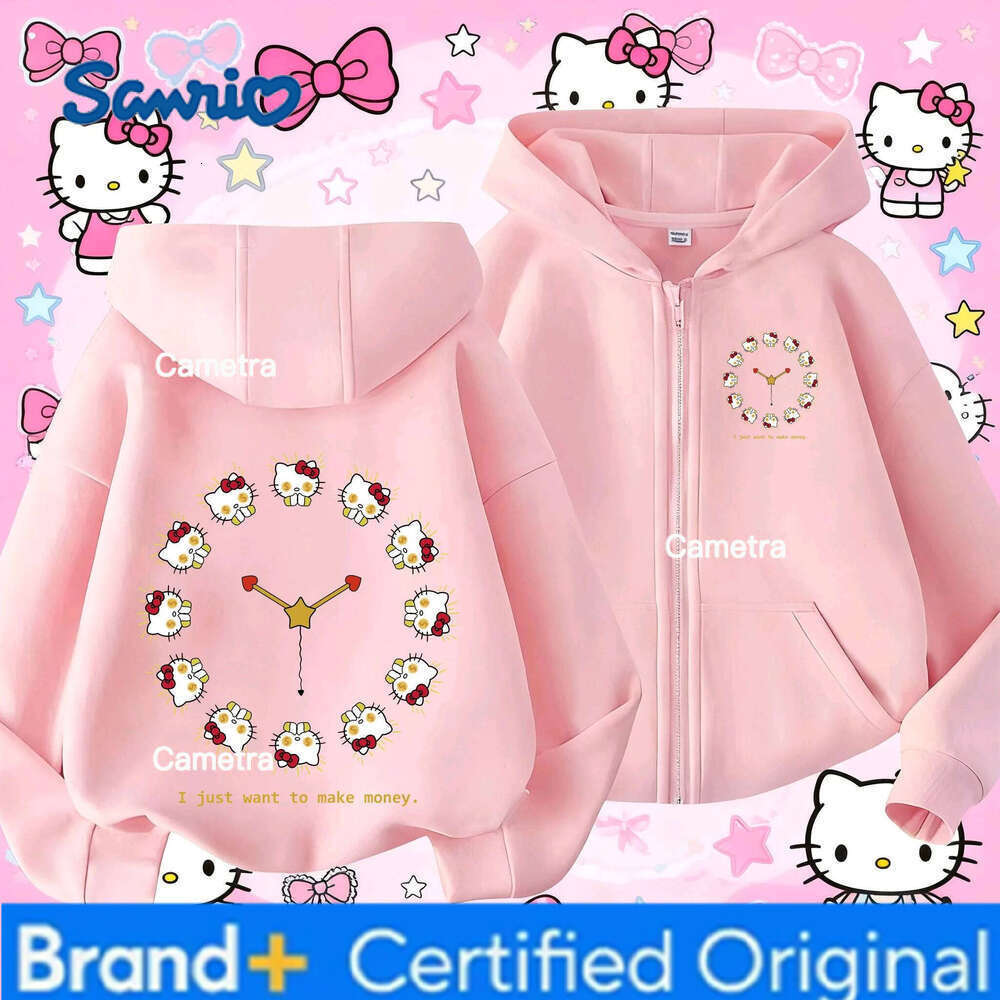 Sanrio Hello Kitty zip up is comfortable cute, suitable for children's daily wear and casual sweatshirt H260112
