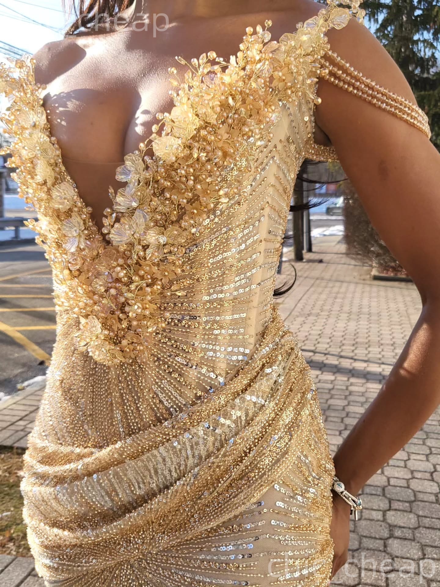 Aso Ebi 2k25 Champagne Mermaid Prom Dresses 2026 Flowers Beaded Illusion Evening Formal Party Second Birthday Engagement Gowns Dress For Special Occas